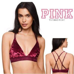 Victoria's Secret PINK | Red Velvet Unlined Strappy Bralette | Size Small